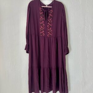 Embroidered Burgandy Dress